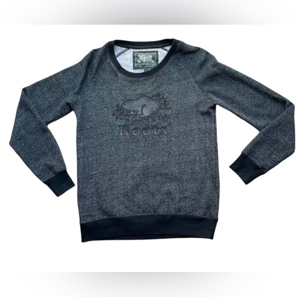 Roots Women’s Sweatshirt Leather Beaver logo Navy blue Pepper Size S - Picture 15 of 15
